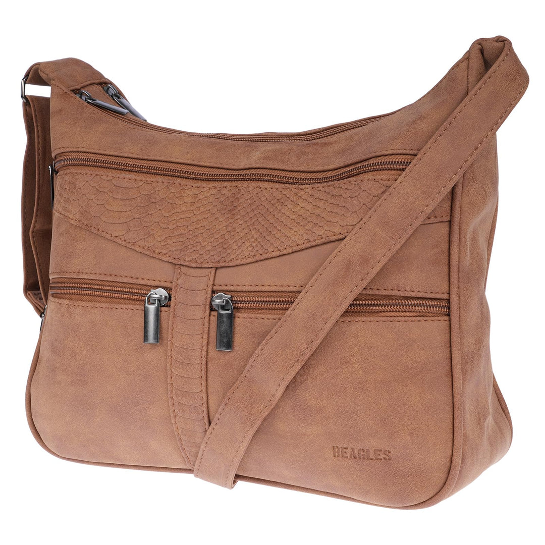 Christian Wippermann Damen Tasche Schultertasche Umhängetasche Crossover Bag Leder Optik Handtasche