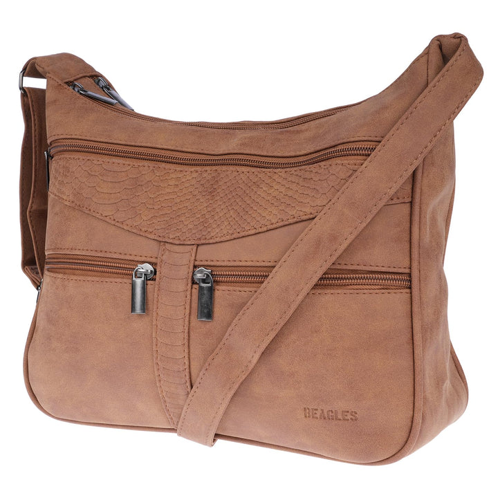 Christian Wippermann Damen Tasche Schultertasche Umhängetasche Crossover Bag Leder Optik Handtasche