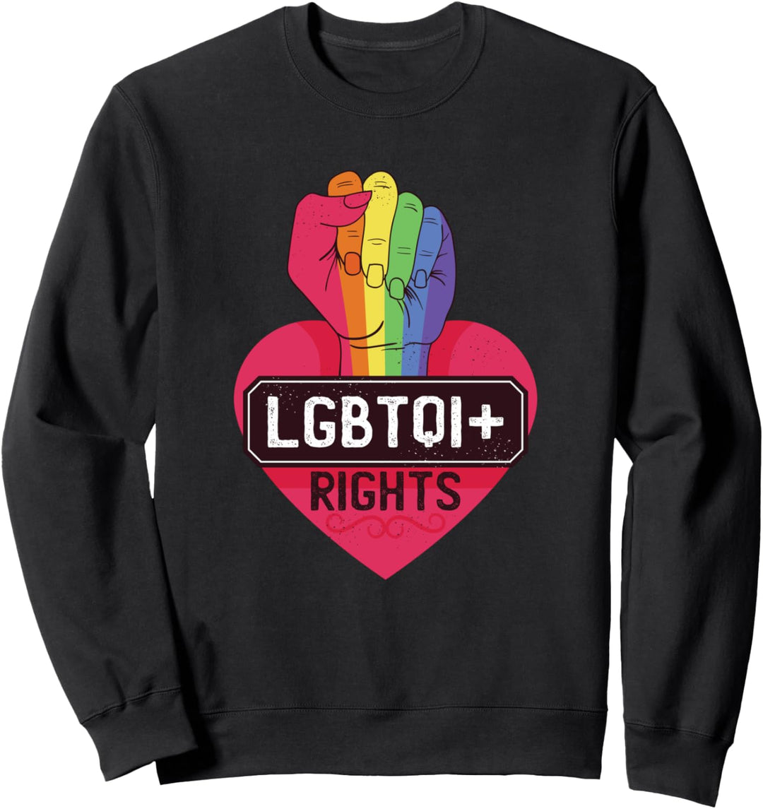 LGBTQI+ Rights | Rainbow Flag Fist Gay Pride Support Sweatshirt
