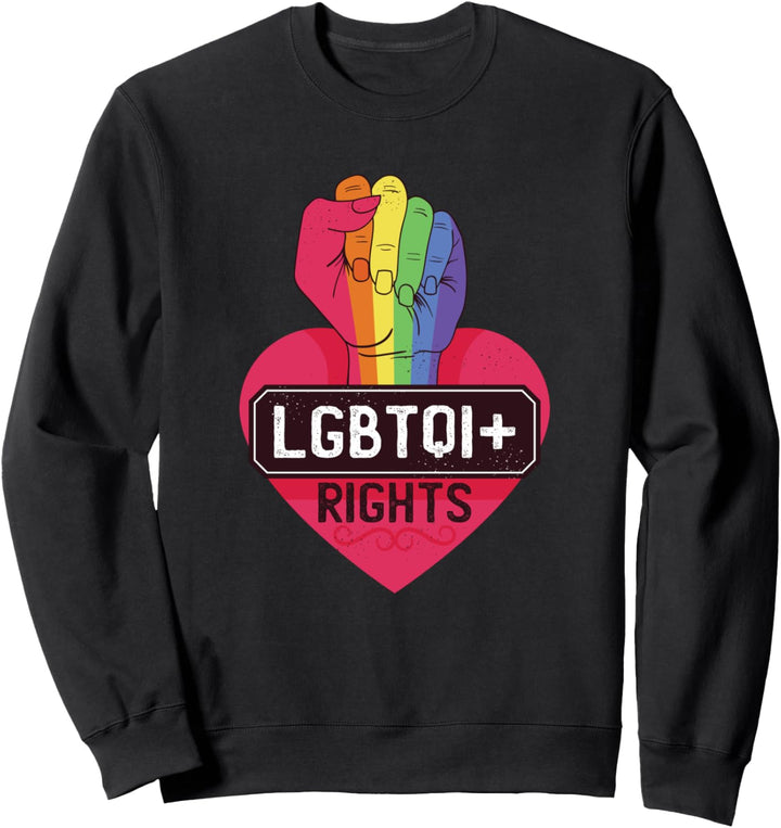 LGBTQI+ Rights | Rainbow Flag Fist Gay Pride Support Sweatshirt