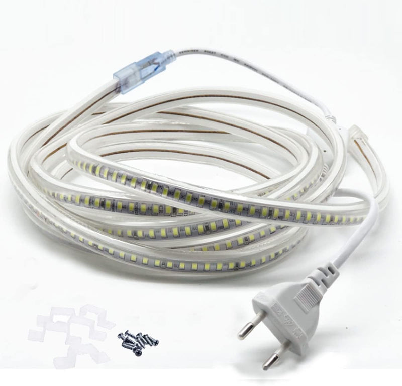 FOLGEMIR 1m Kalt Weiss LED Band, 2835 SMD 144 Leds/m Lichtleiste, 220V 230V Strip, sehr helle Beleuc