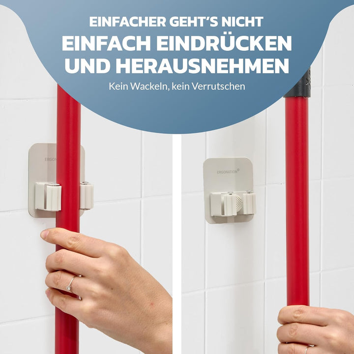 Selbstklebende Besenhalter & Gerätehalter für die Wand ohne Bohren und Schrauben | Wandhalterung aus