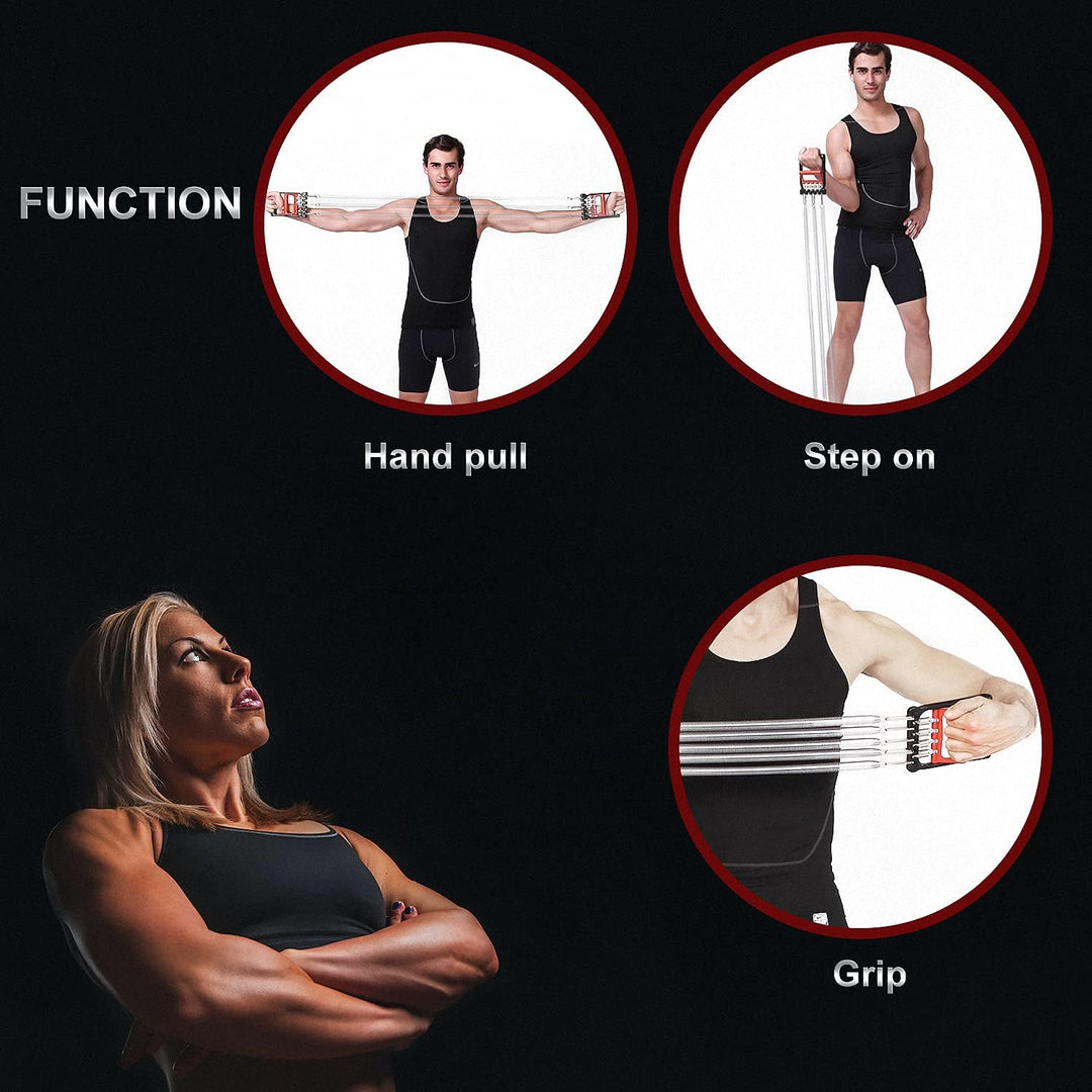 Chest Expander Verstellbar, Fitness Expander, Brust Expander für Männer &amp; Frauen, mit 5 Frühjahrs-Mu