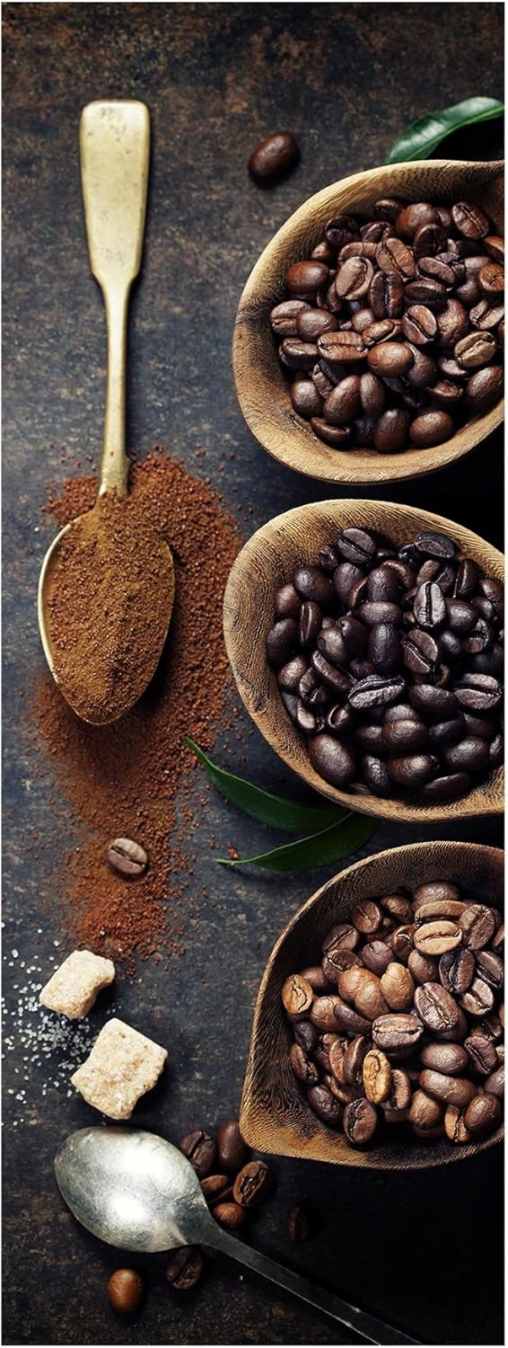 levandeo Glasbild 30x80cm Wandbild aus Glas Kaffee Kaffeebohnen Coffee Cafè Küchendeko, Glas