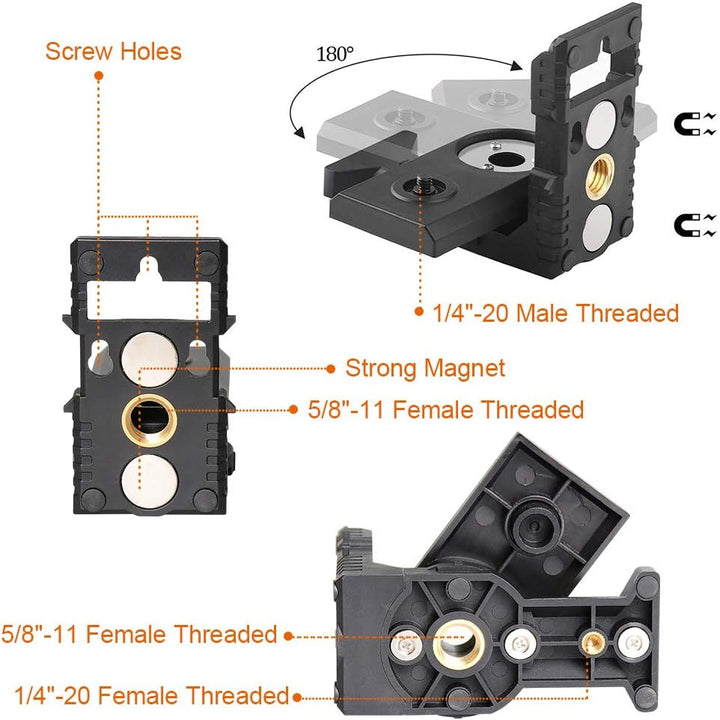 Huepar PV3 L-Form Laser Level Adapter für Kreuzlinienlaser, Magnetisch Schwenkbarem Sockel, 180 Grad