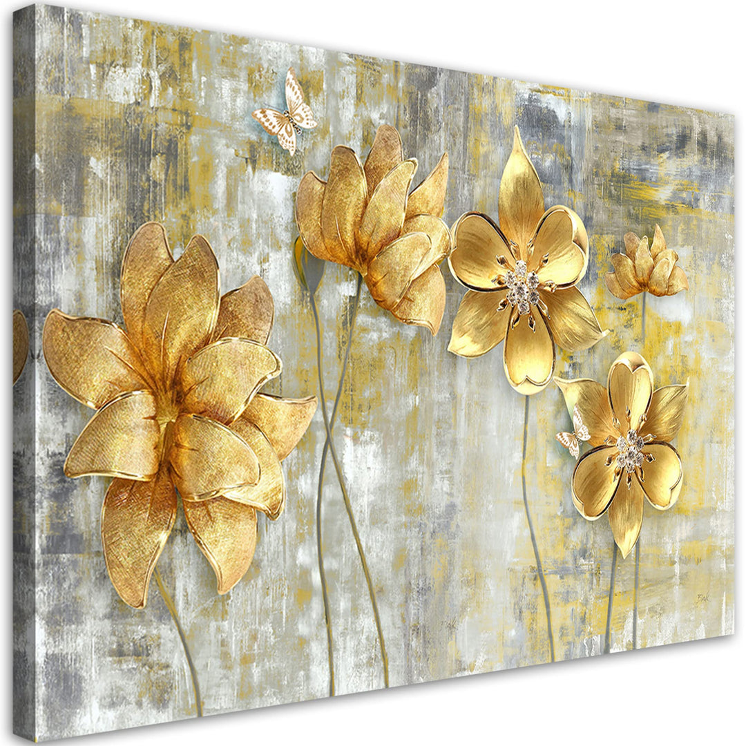 Feeby Bilder 120x80 cm Abstraktion Blumen Natur 1 tlg Modern Bild auf Leinwand Kunstdruck Wand Bild