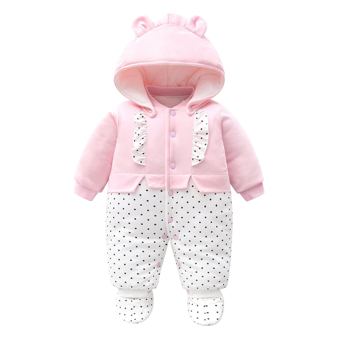 Baby Mädchen Strampler Winter Schneeanzug mit Kapuze Overall Baumwolle Abnehmbarer Hut Outfits Langa