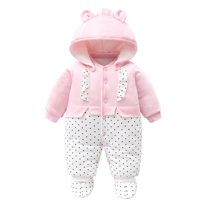 Baby Mädchen Strampler Winter Schneeanzug mit Kapuze Overall Baumwolle Abnehmbarer Hut Outfits Langa
