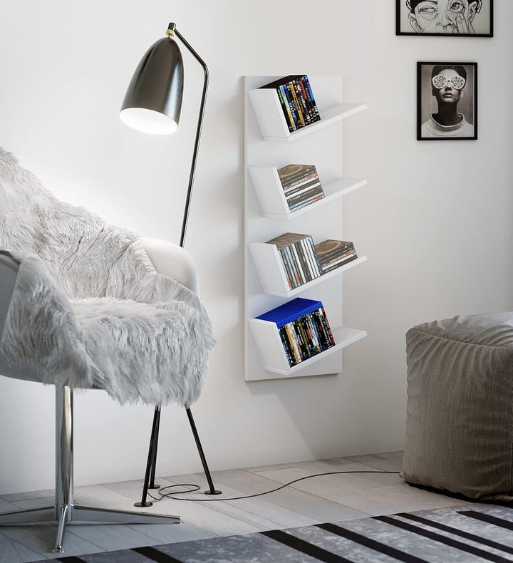 VCM Holz Wandregal Hängeregal Regal Bücherregal Wandboard Deko Board Lansi Mini Weiss Weiss Modern,