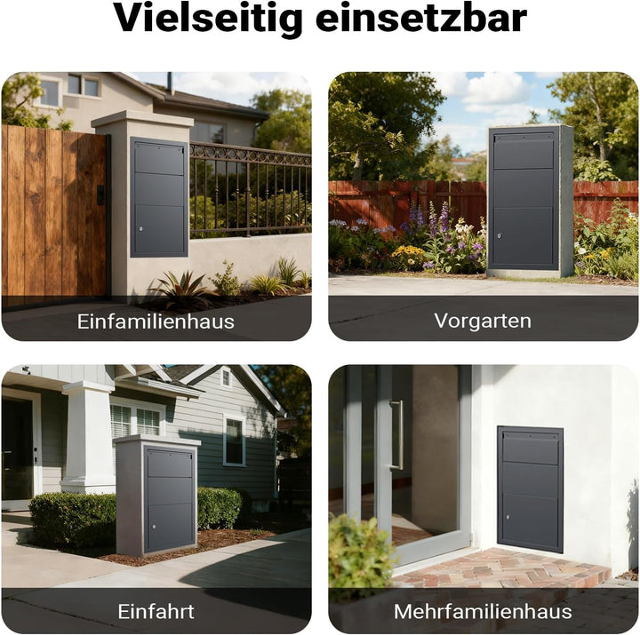 XPOtool Paketkasten Anthrazit 470 x 220 x 870 mm, Paketbox Zuhause, Private Paketannahme passend für