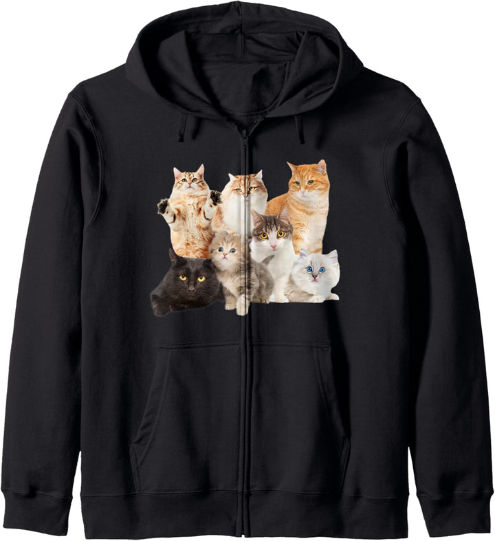 Katzen Crazy Cat Lady Kostüm Süss Karneval Fasching Party Kapuzenjacke