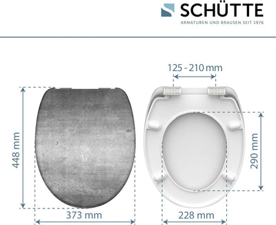 SCHÜTTE WC-Sitz Duroplast INDUSTRIAL GREY, Toilettensitz mit Absenkautomatik, passend für alle hande