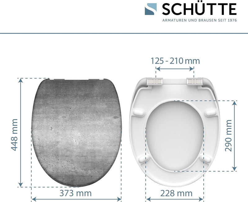 SCHÜTTE WC-Sitz Duroplast INDUSTRIAL GREY, Toilettensitz mit Absenkautomatik, passend für alle hande