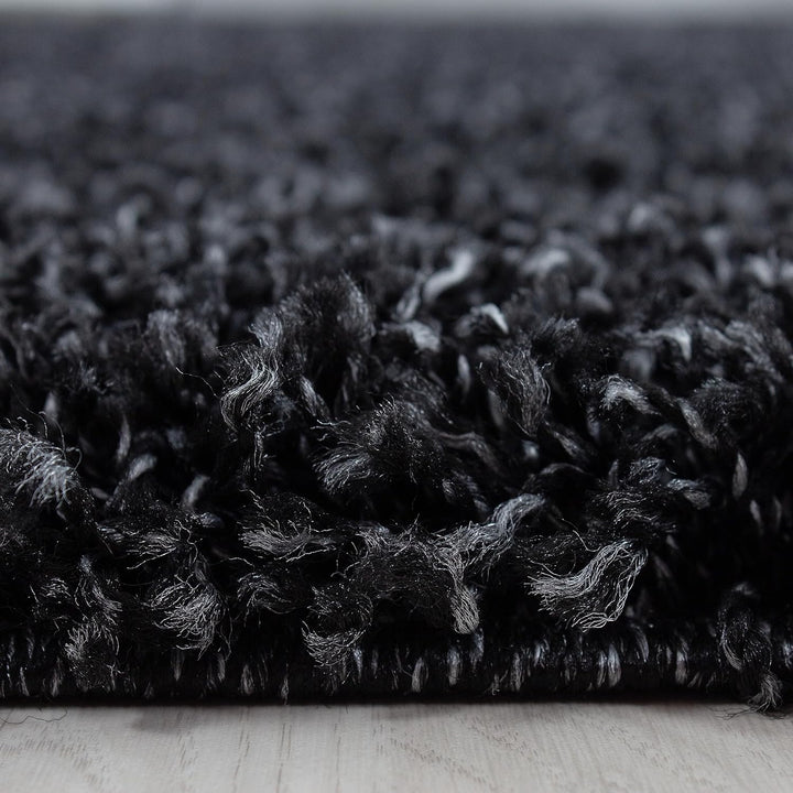 HomebyHome Teppich Rund Hochflor 120 cm Rund - Shaggy Runder Teppich Wohnzimmer Anthrazit Extra Weic