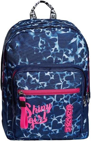 RUCKSACK EXTRA FIT SEVEN HEARTS Backpack für Schule, Uni & Freizeit, Geräumige Schultasche für Teena