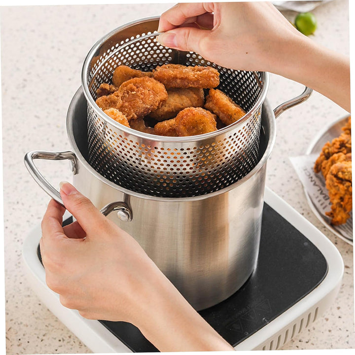 Frittiertopf mit Korb, 3,5 -l -Edelstahl -Frittiertopf mit Griffen, Allzweckfisch -Frittierentopf mi