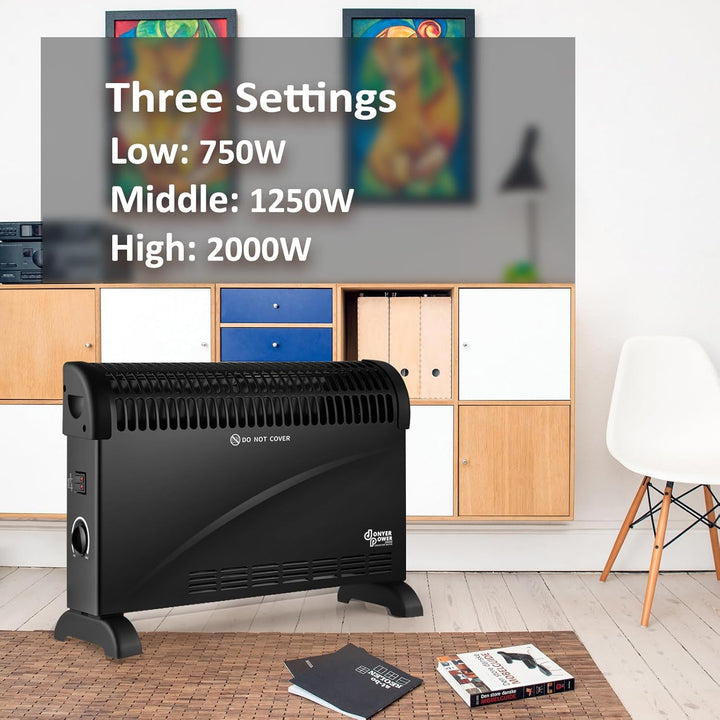 DONYER POWER Konvektor-Heizkörper 2000W Raumheizung mit einstellbarem Thermostat Schwarz Weiss, Weis