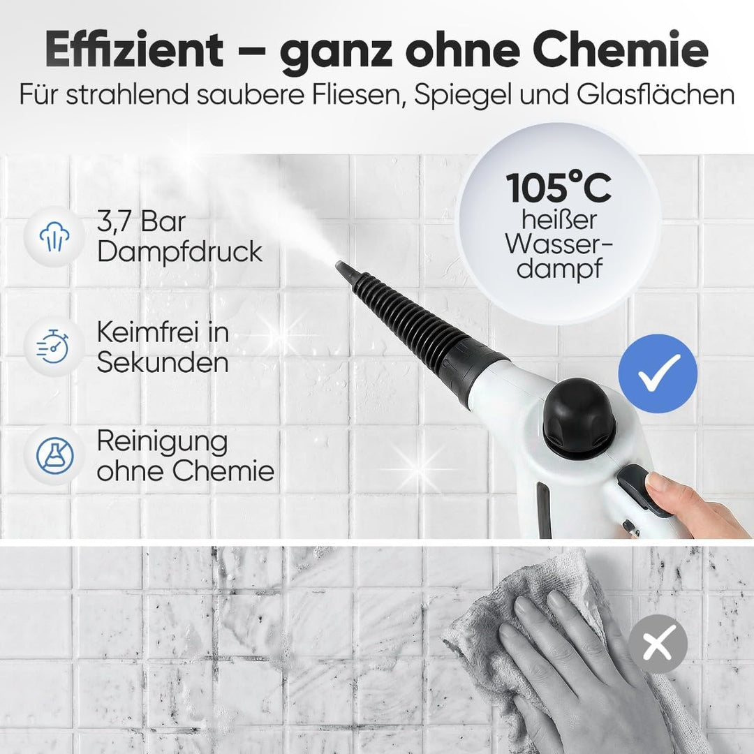 ProfiCare® Dampfreiniger Handgerät | 3,7 bar | säubert entfettet desinfiziert | 105°C | Auto, Küche,
