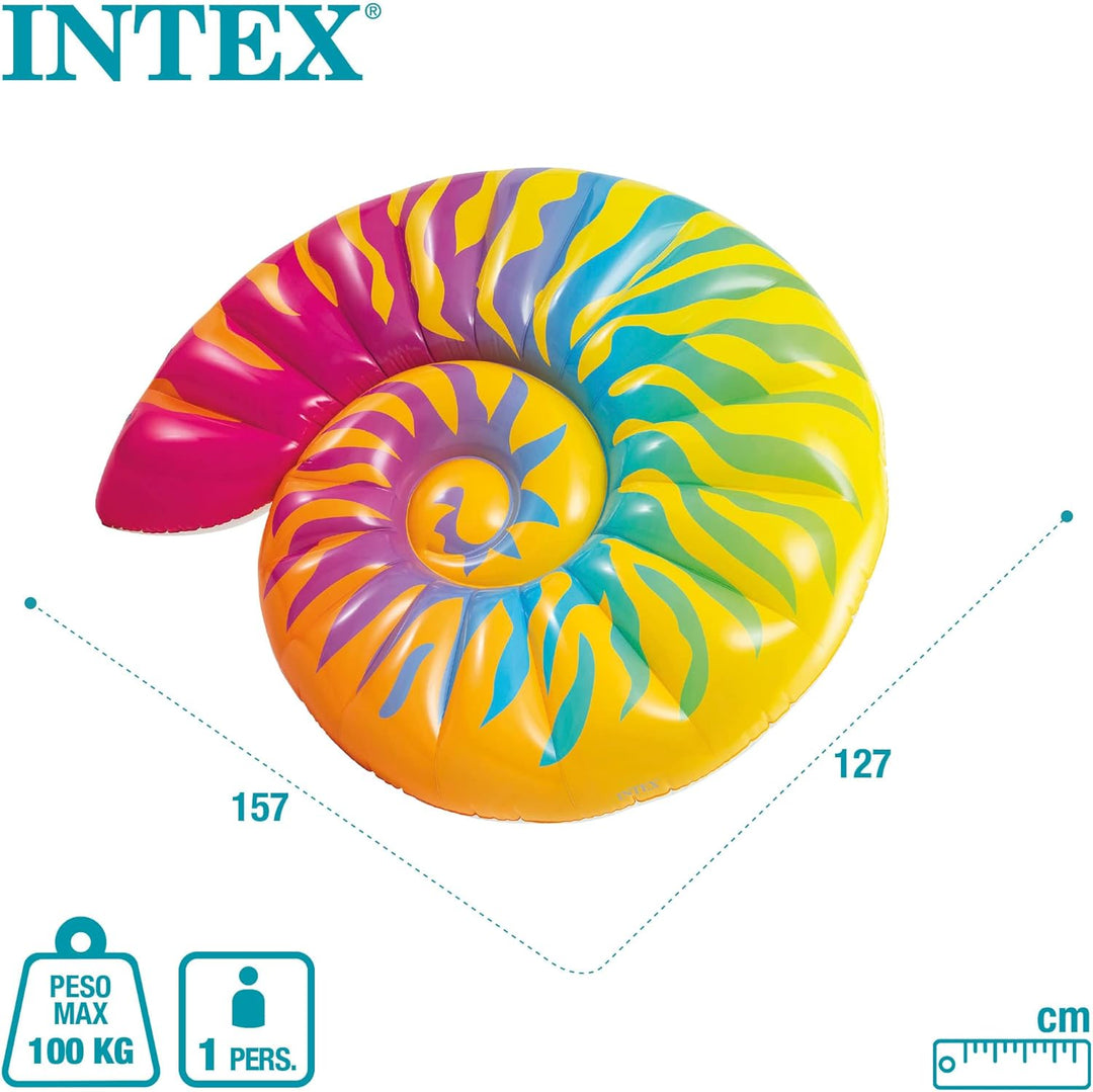 Intex 58791EU - Aufblasbare Luftmatratze Muschel, Vinyl, Mehrfarbig, 157x127x25 cm