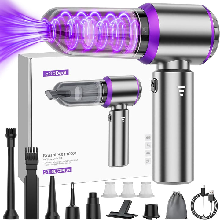 oGoDeal Handstaubsauger Akku 4-in-1, 26000PA Handstaubsauger Kabellos Auto Staubsauger Stark 3-Gang