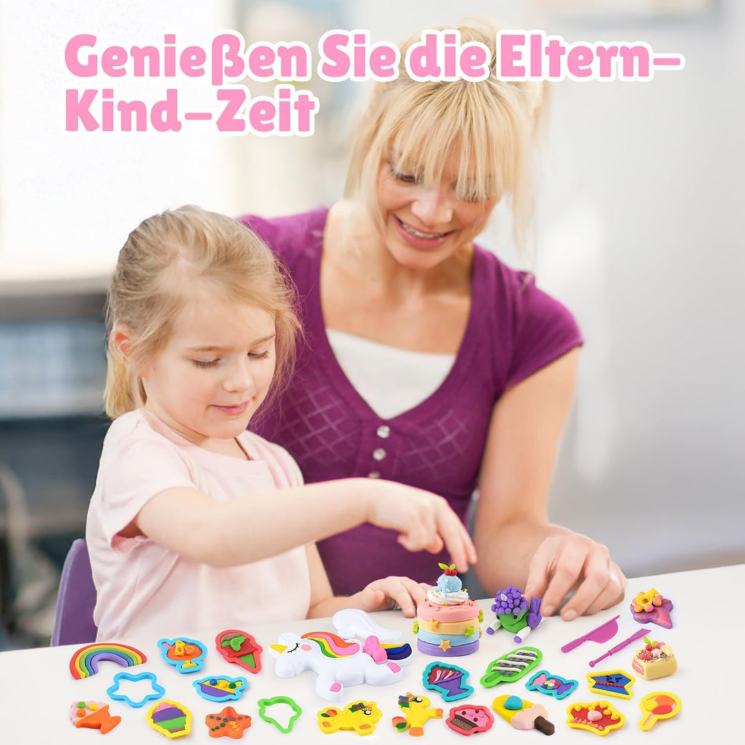 PLAY Knete Set für Kinder Eis und Einhorn Set - Anfänger Knete Zubehör knete ab 3 jahre, Kinderknete