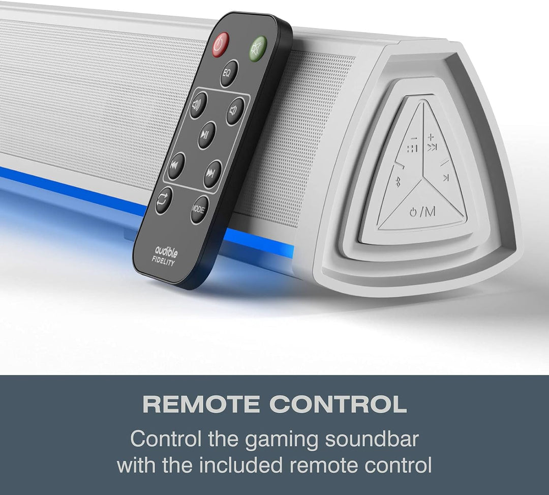 Audible Fidelity Soundbar für TV-Geräte mit Bluetooth, Lautsprecher für TV, PC, Gaming mit RGB-LED-D