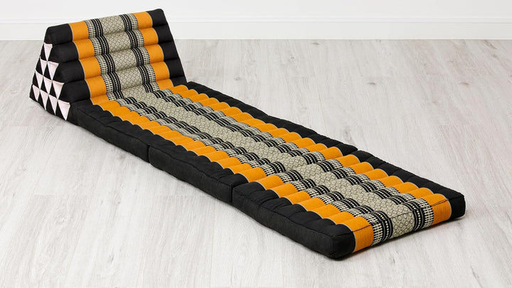 livasia Thaikissen 3 Auflagen extrahoch - 185x55x8cm - Dreieckskissen mit Klappmatratze, Kapok, Jumb