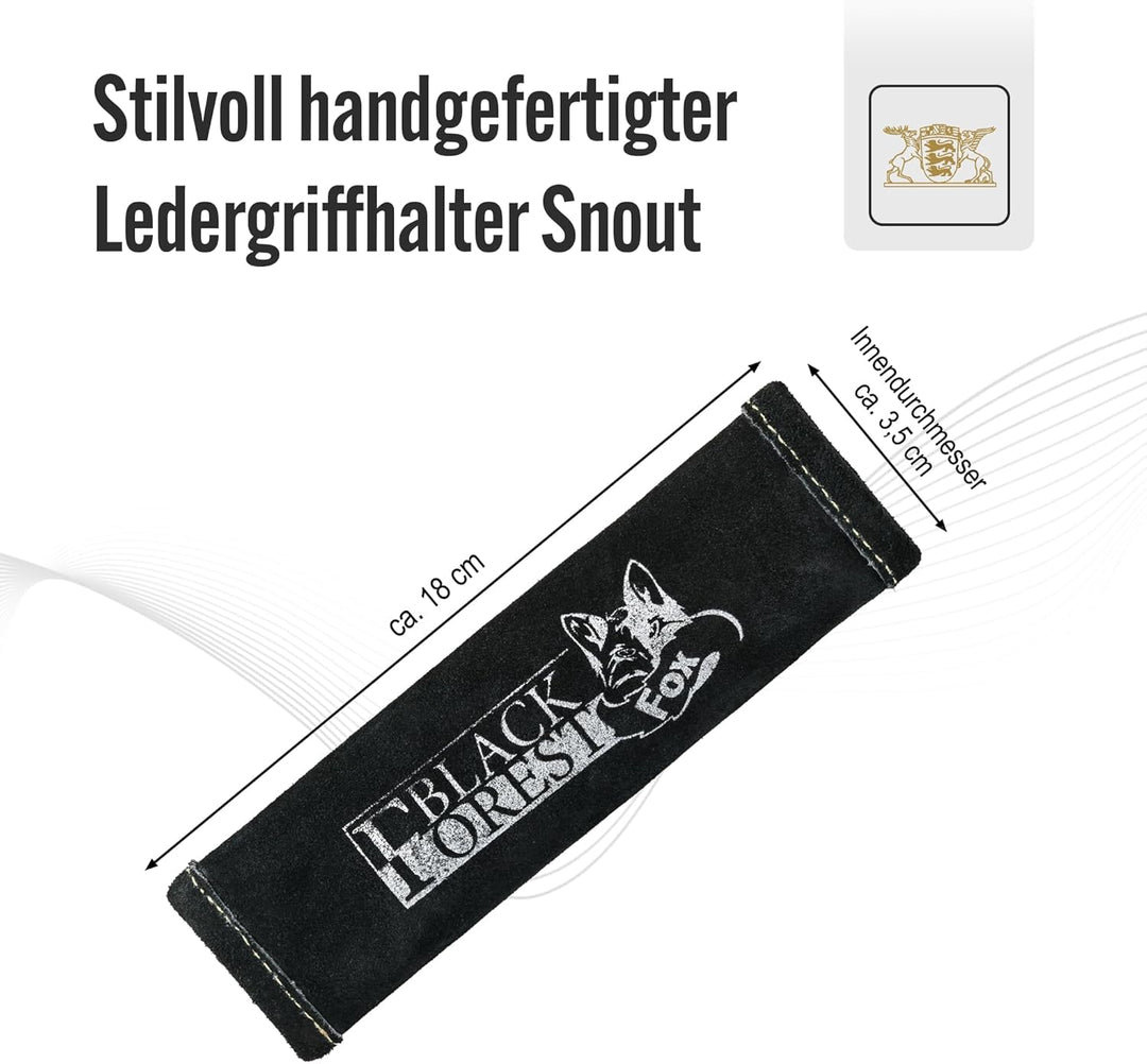 Black Forest Fox Snout Aramid Kevlar | Griffhülle | Feuerpfanne | Gusseisen-Griffabdeckungen | Leder