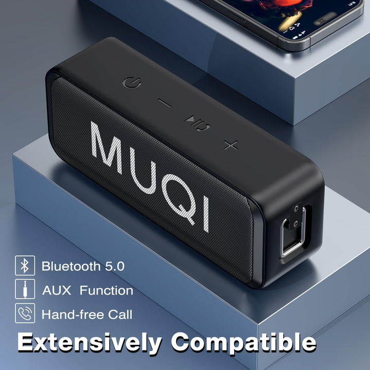 MUQI Bluetooth Lautsprecher, Musikbox mit IPX7 Wasserdicht,kabelloser Boxen 10W Stereo Sound intensi