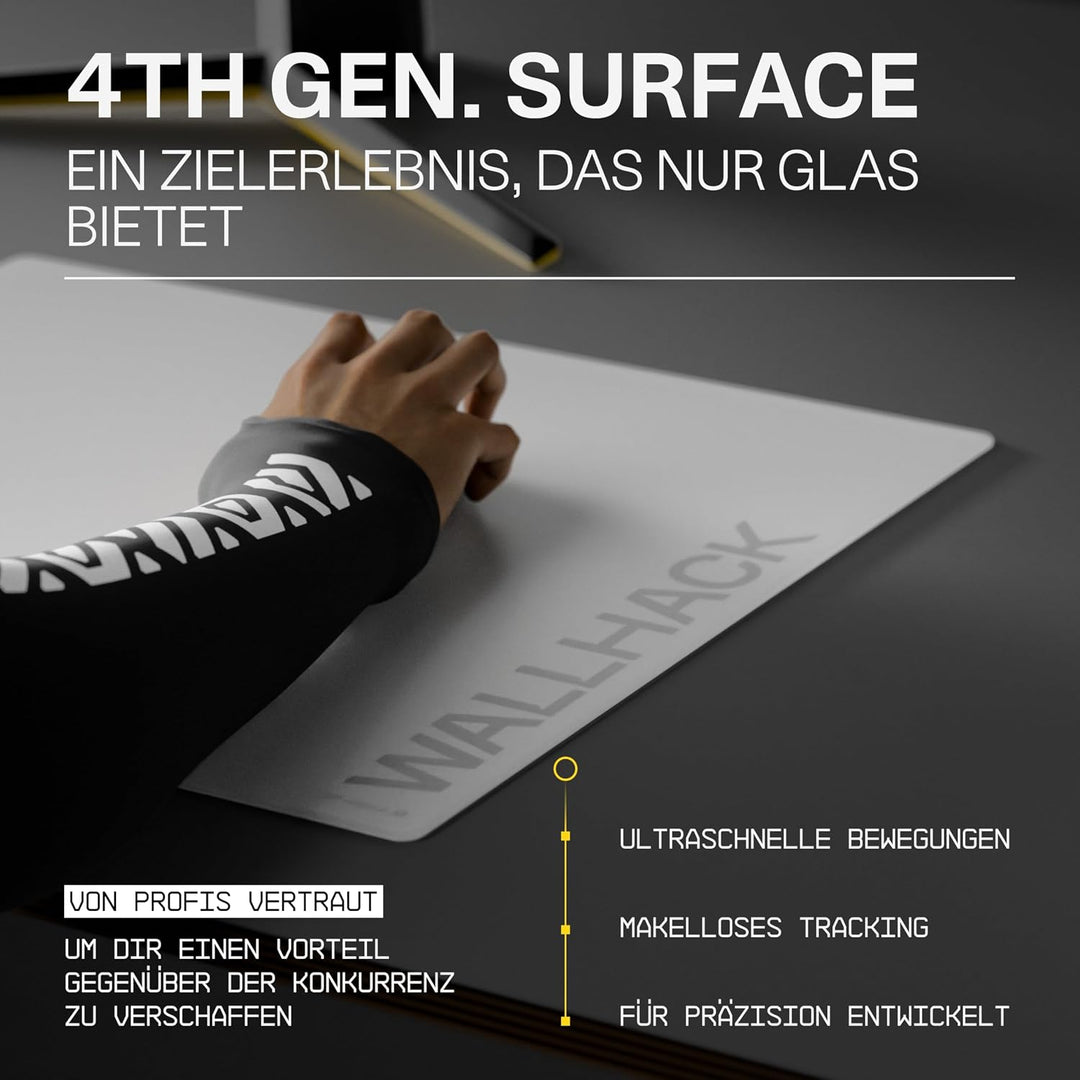 Wallhack SP-004A Glas Gaming Mauspad – 4. Gen mikrogeätzte Oberfläche, grosses Mauspad für Esports,