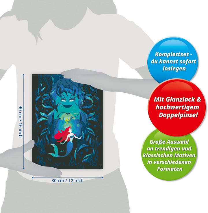 Ravensburger CreArt 23732 - Ariel and Ursula - Disney Malen nach Zahlen Erwachsene, DIY Malset mit P