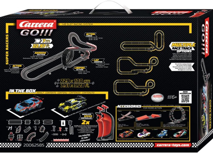 Carrera GO!!! Rennbahn Autorennbahn Super Racers Wireless Set | Grundpackung 62585 | 2 Slotcars inkl
