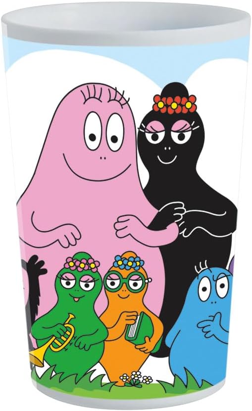 FUN HOUSE | Komplettes Set Lunchbox Barbapapa für Kinder | 1 Glas, 2 Teller + Besteck + Trinkflasche