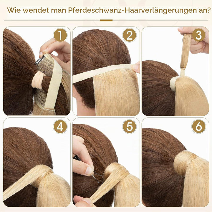Benehair Ponytail Extension Echthaar, 100% Echthaar Zopf Extensions Echthaar, Wrap Around Ponytail f