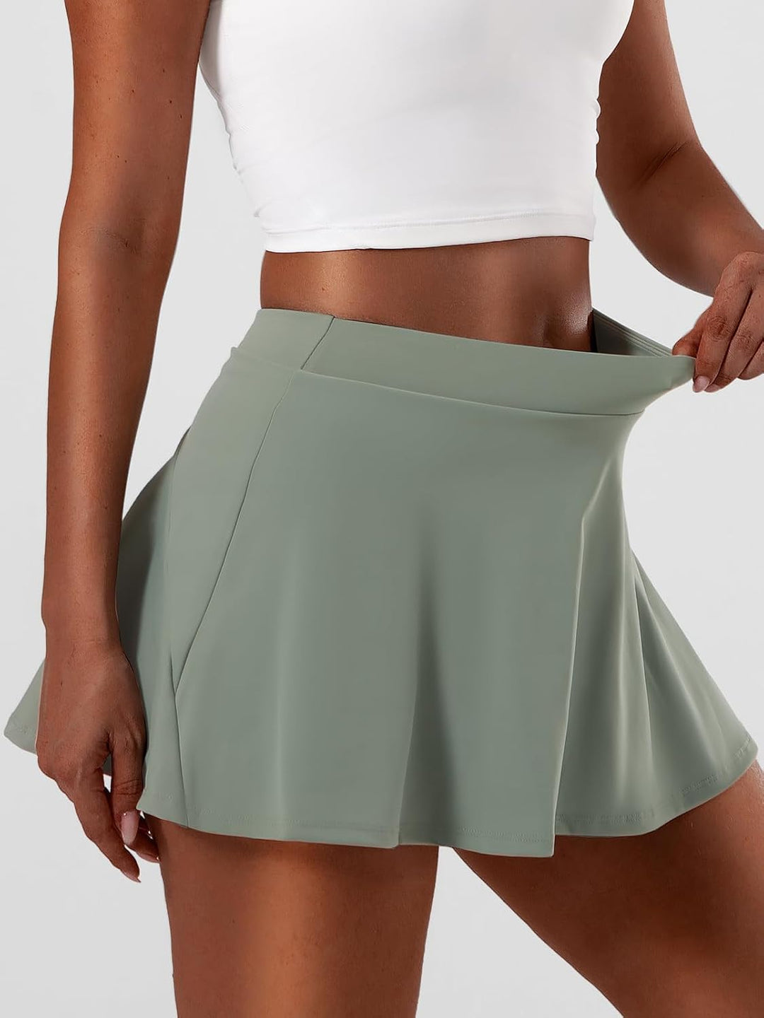 Tennisrock Damen mit Innenhose und Taschen – Hohe Taille Skort Damen Plissierter Sportrock Minirock