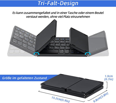 Mcbazel Faltbare kabellose Tastatur mit Touchpad für Tablet/Handy/PC, tragbare Tastatur, kabellos, w