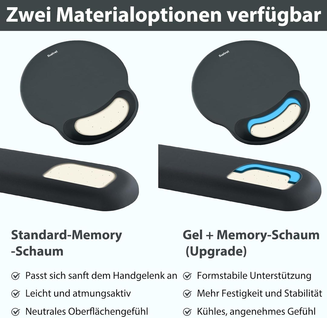 Mauspad & Tastatur Handballenauflage, 3-in-1 Ergonomisches Gel Memory Foam Handballenauflage mit Han