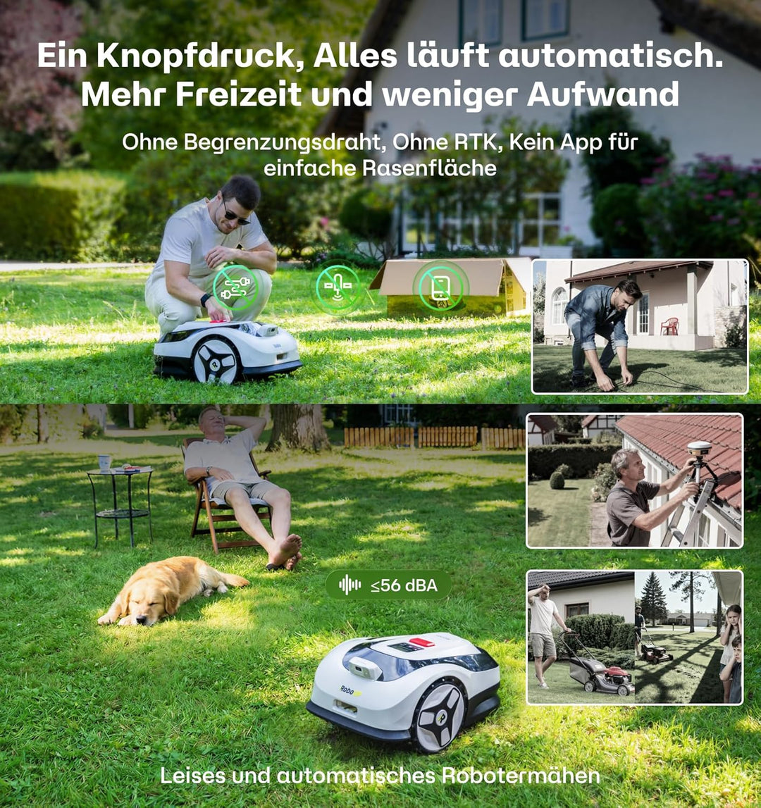 Raccoon 2 SE Rasenmäher Roboter Ohne Begrenzungskabel, Ohne RTK, Max. 600㎡, 5Ah-Schnellladung Batter
