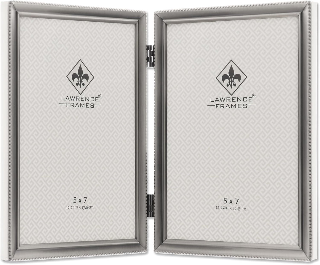 Lawrence Frames Doppel-Bilderrahmen mit Scharnier, 12,7 x 17,8 cm, antikes Zinn zinnfarben 5x7 Doubl
