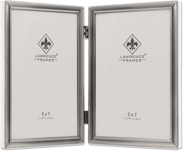 Lawrence Frames Doppel-Bilderrahmen mit Scharnier, 12,7 x 17,8 cm, antikes Zinn zinnfarben 5x7 Doubl