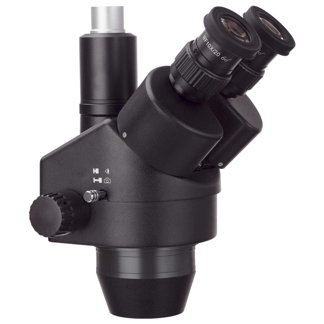 AmScope SM745T-B Trinokulareser Zoom-Stereomikroskopkopf mit Schwarzer Oberfläche, 7X-45X