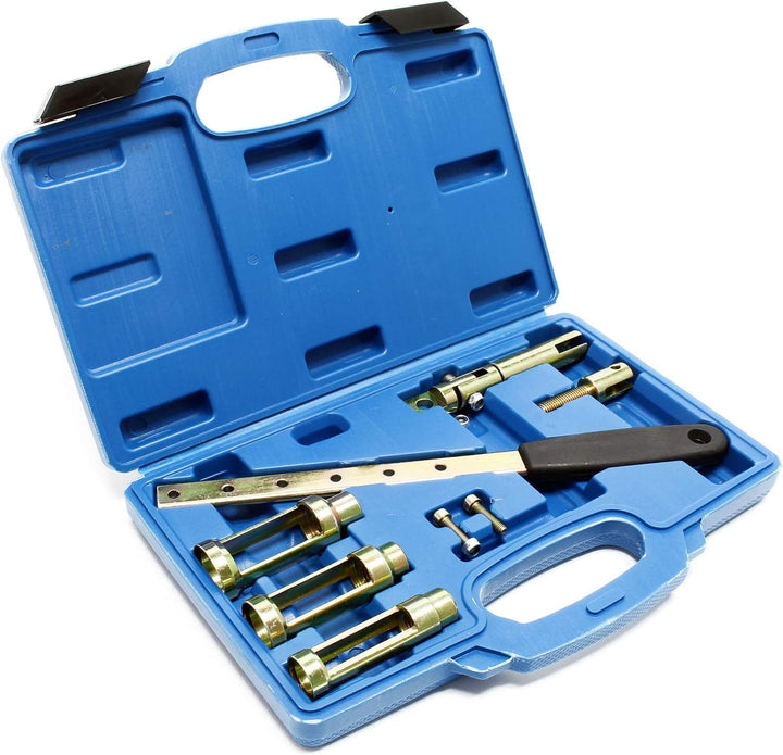 Wiltec Universal Ventilfederspanner Set 8-teilig, Ventilfederpresse für 8V, 12V, 16V Motoren, Ventil