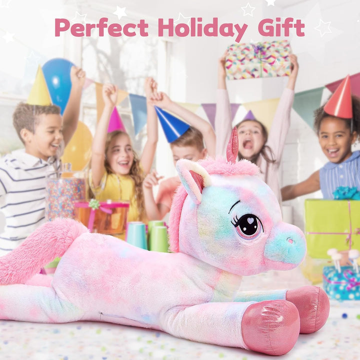 MorisMos riesen Einhorn Kuscheltier XXL,110cm Pink Rosa gross Einhorn plüschtier Stofftier, Geburtst