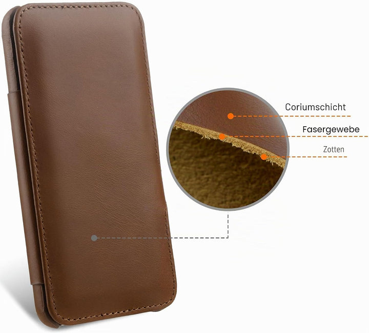 STILGUT Book Case kompatibel mit Google Pixel 8 Hülle aus Leder mit Clip-Verschluss, Lederhülle, Kla