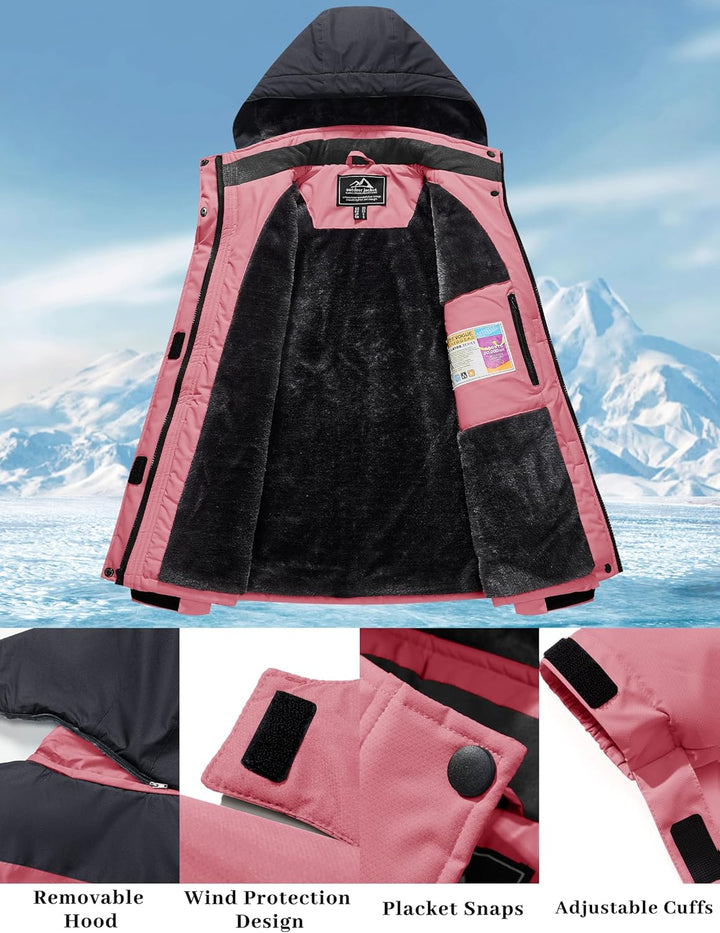 MAGCOMSEN Winterjacke Damen Skijacke mit Fleece Parka Winter Softshell Jacke Ski Snowboardjacke Wass