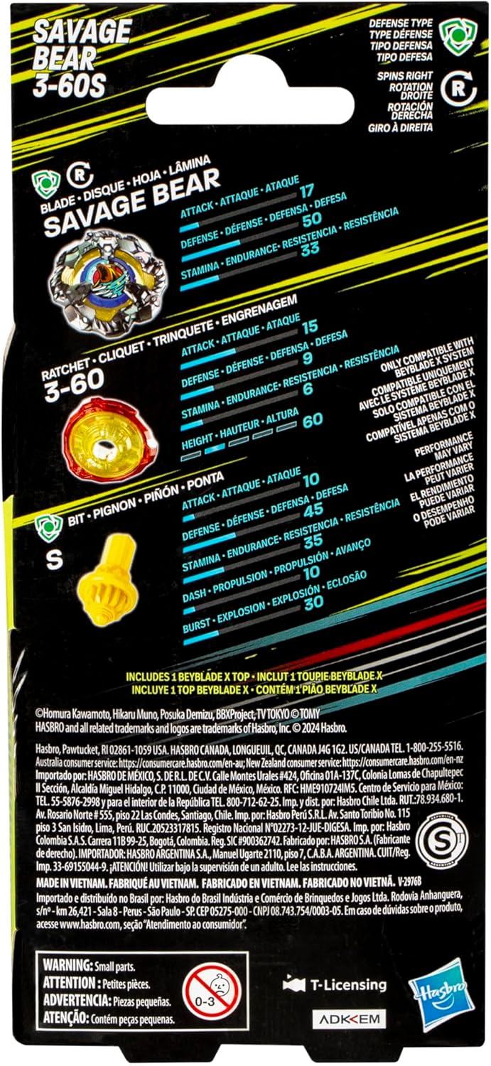 Beyblade X Booster Single Pack HSG0286 Savage Bear 3-60S