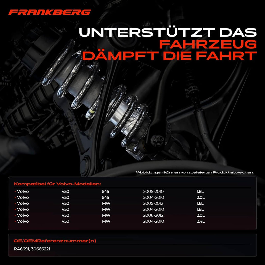 Frankberg 2x Federn Fahrwerksfeder Hinterachse Kompatibel mit V50 545 2004-2010 V50 MW 2004-2012 1.6