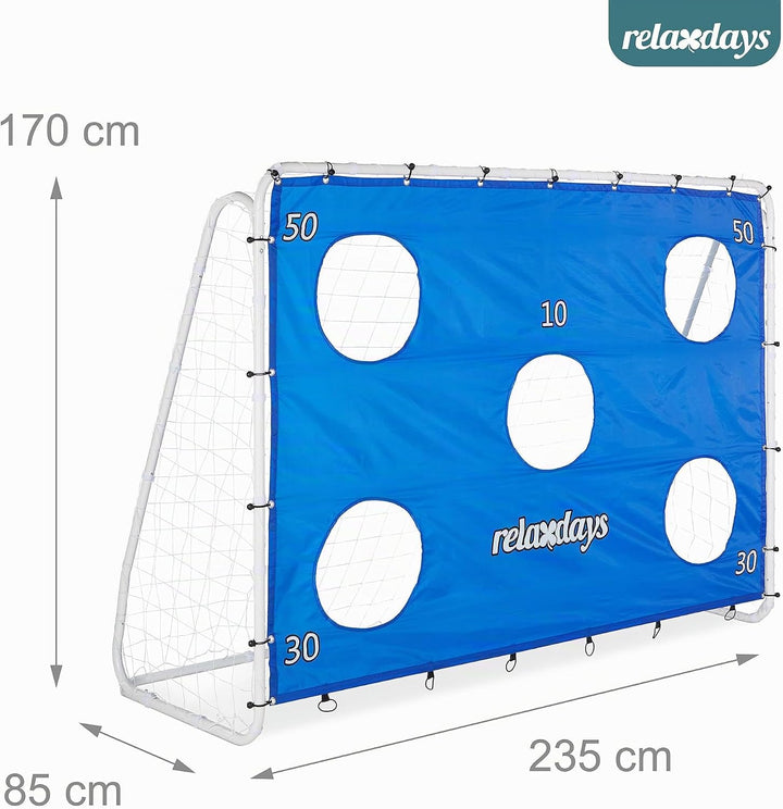 Relaxdays Fussballtor mit Torwand, Garten, Kinder &amp; Erwachsene, Soccertor, HBT 170x235x85 cm, Stahl,
