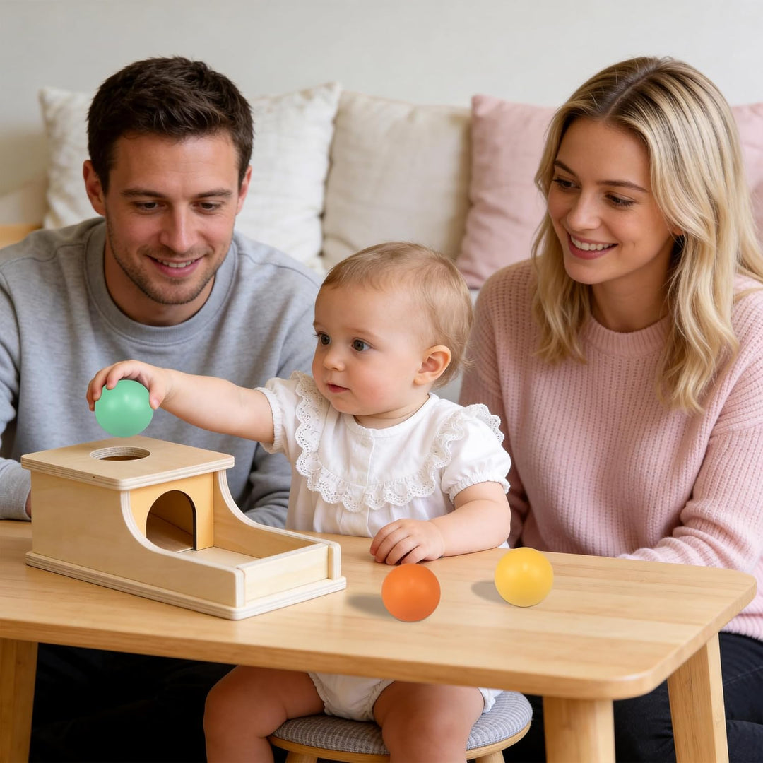 Montessori Spielzeug ab 1 Jahr, Montessori Object Permanence Box, Objektpermanenz Box für Baby 12-18
