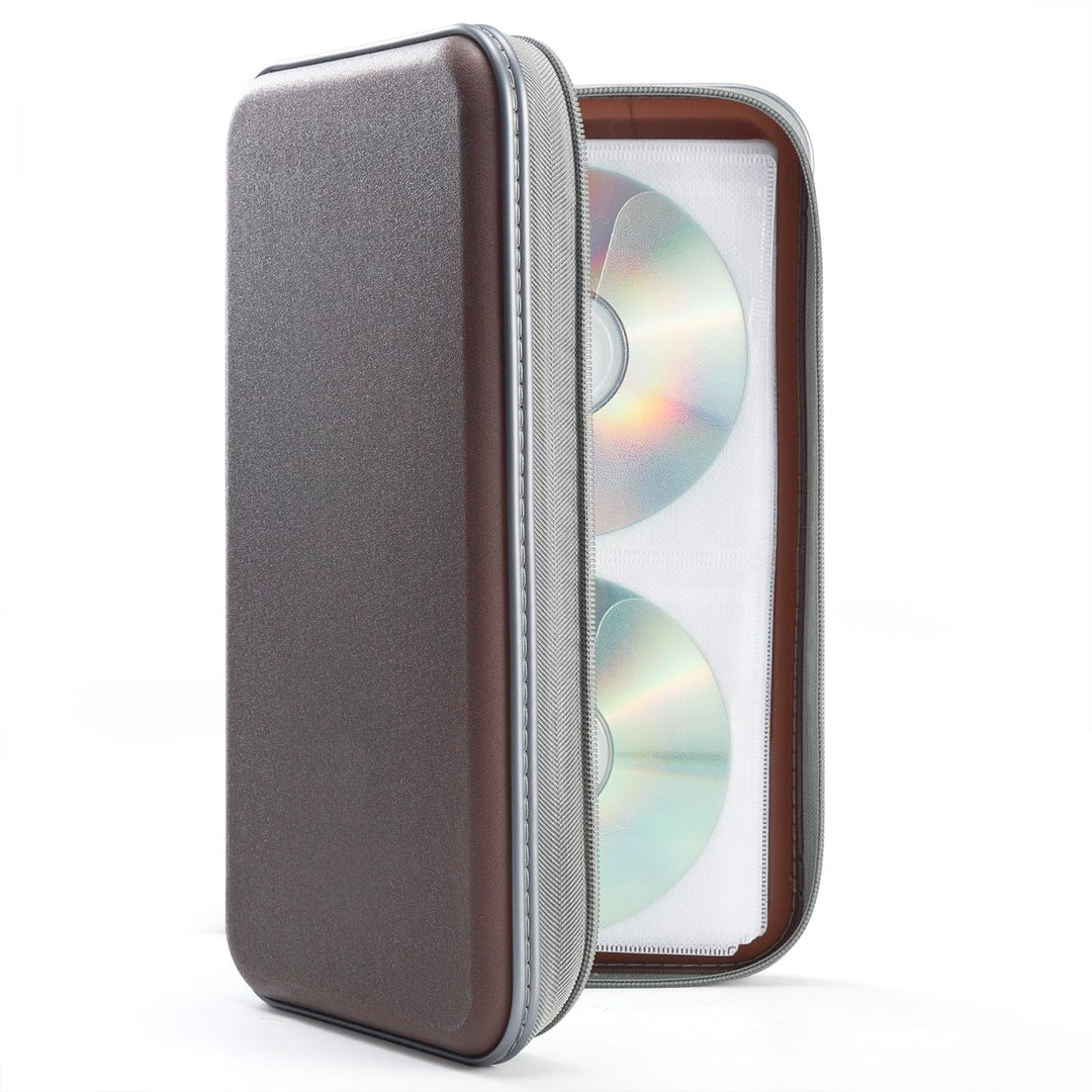 UENTIP CD-Hülle mit 96 Kapazitäten, tragbare DVD-Hülle aus Hartplastik, CD-Organizer, Brieftasche, s